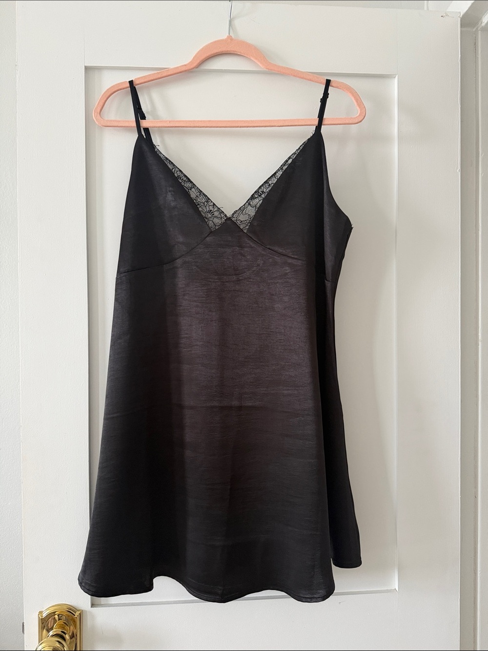 Black Lace Trim Slip Dress